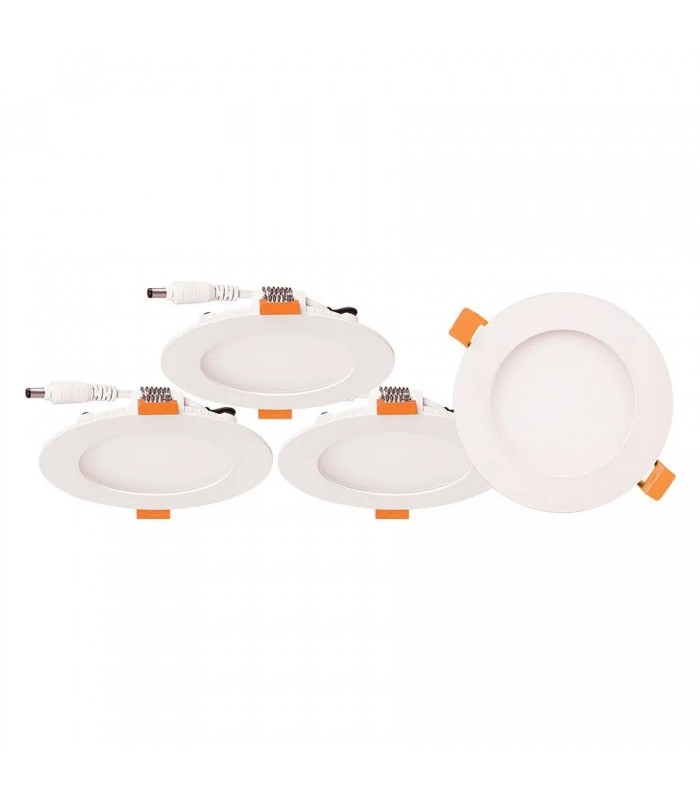 Ason Decor Ensemble 4 lumières encastrées DEL 4.8 po. ultra minces - 9 W - TCC - Blanc