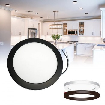Ason Decor 9 in. Slim Graduated LED Recessed Light - 18 W - 3 CTT - White/Black