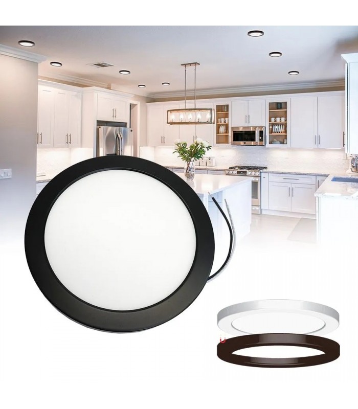 Ason Decor 9 in. Slim Graduated LED Recessed Light - 18 W - 3 CTT - White/Black