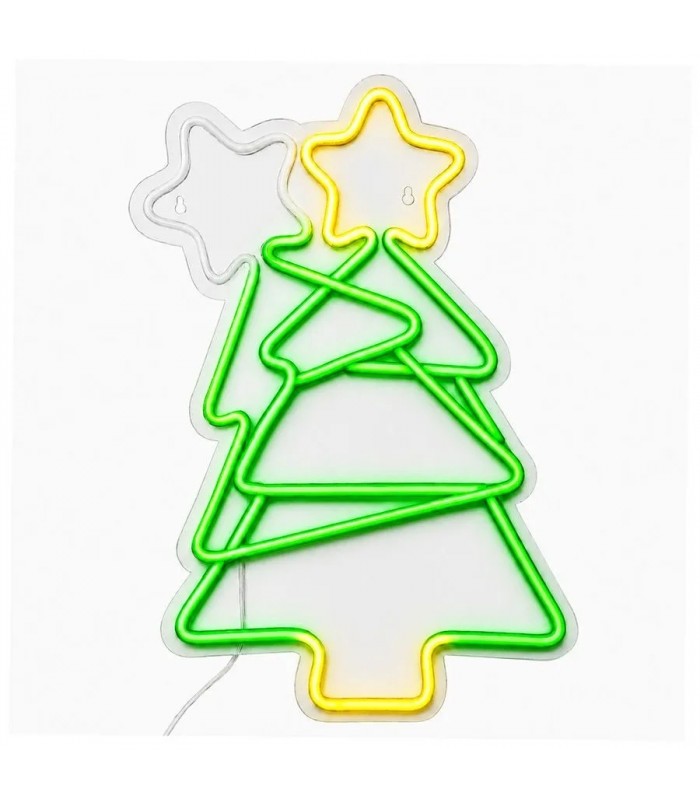 Ason Decor Enseigne lumineuse DEL animée sapin de Noël - 50,5 x 35 cm - Vert/Jaune Ason Decor Enseigne lumineuse DEL animée sapin de Noël - 50,5 x 35 cm - Vert/Jaune