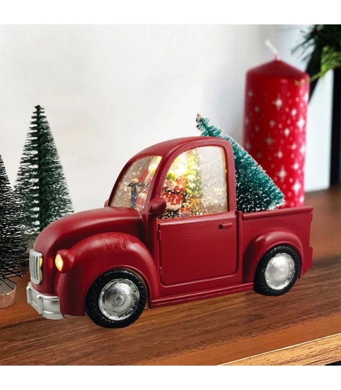 Ason Decor Camionnette vintage illuminée DEL avec Père Noël dans un tourbillon de neige