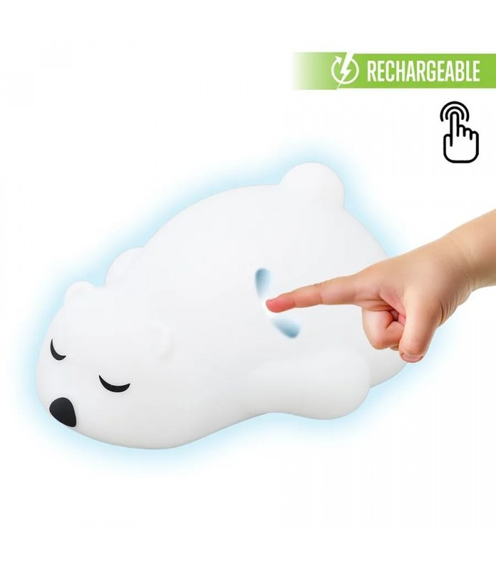 Ason Decor Veilleuse DEL tactile rechargeable - Ours polaire - 9 modes RVB