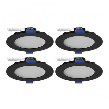 Ason Decor Set of 4 Thin LED Pot Lights - 4 in. -10W - CCT - Black