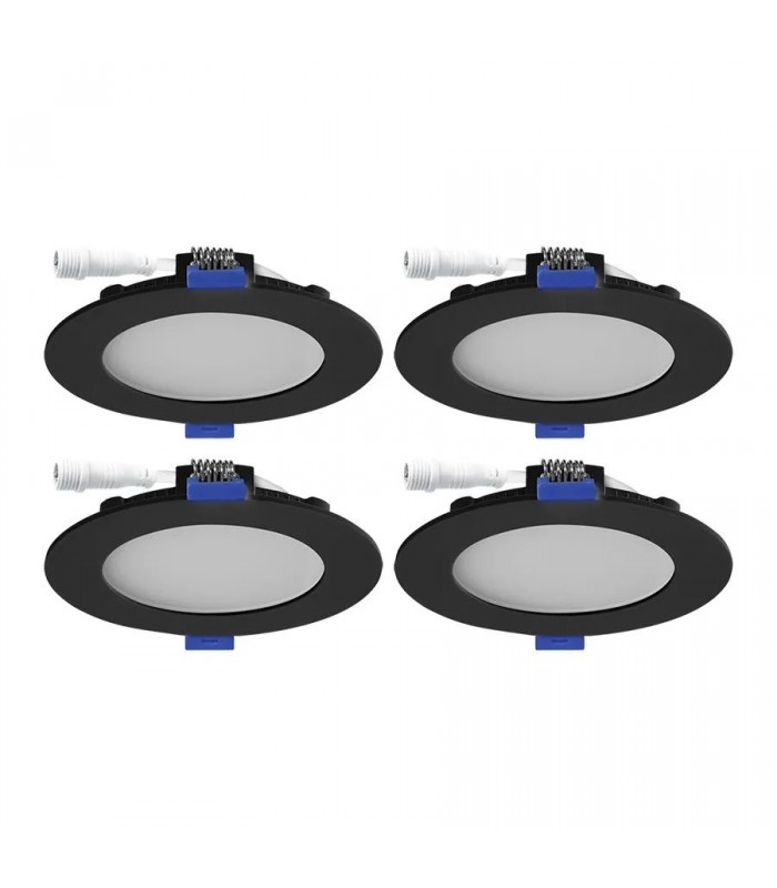 Ason Decor Set of 4 Thin LED Pot Lights - 4 in. -10W - CCT - Black