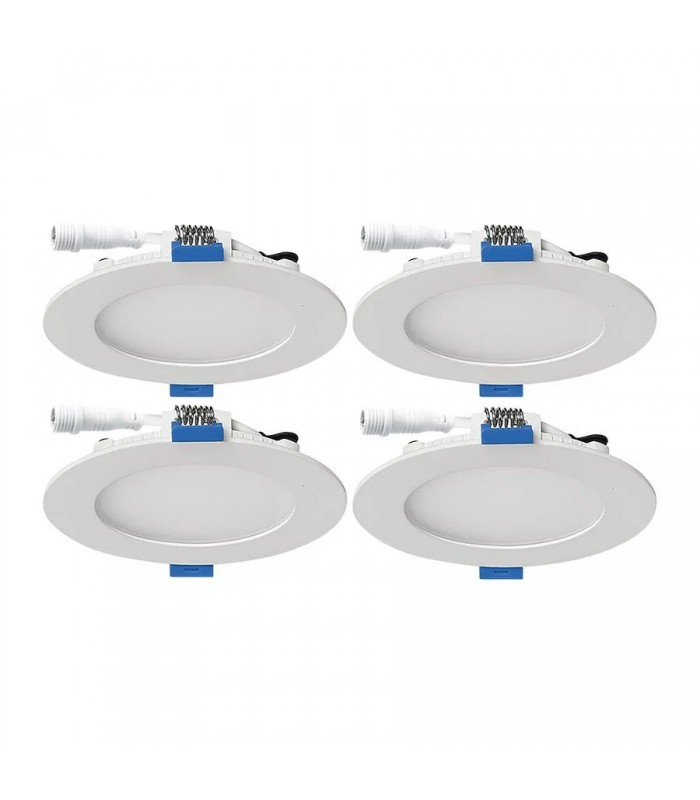 Ason Decor Ensemble de 4 luminaires encastrés DEL ultra minces - 4 po. -10W - TCC - Blanc