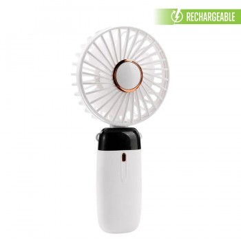Ason Decor Ventilateur portatif 3-en 1 rechargeable - USB-C - 5 vitesses - Blanc