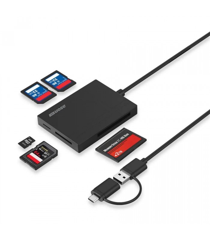 Ason Tech Lecteur de cartes mémoires 5 en 1 à USB-C/USB - TF/SD/XD/MS/CF