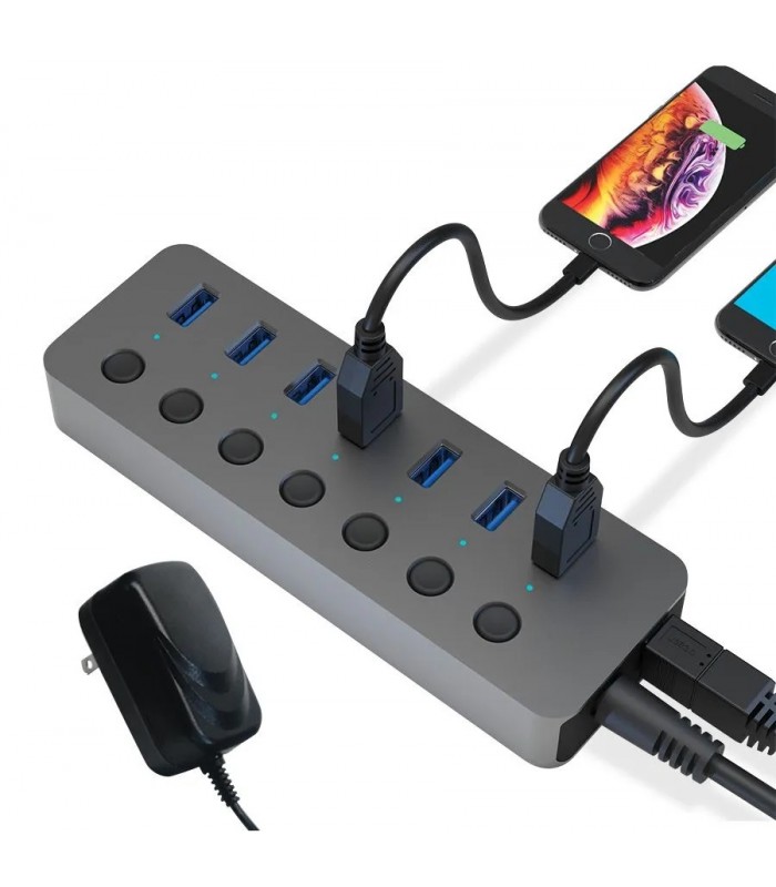 Ason Tech Concentrateur à 7 ports USB 3.0 avec alimentation externe