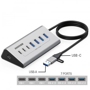 Ason Tech Concentrateur USB 3.0 7 ports à USB-C et USB-A