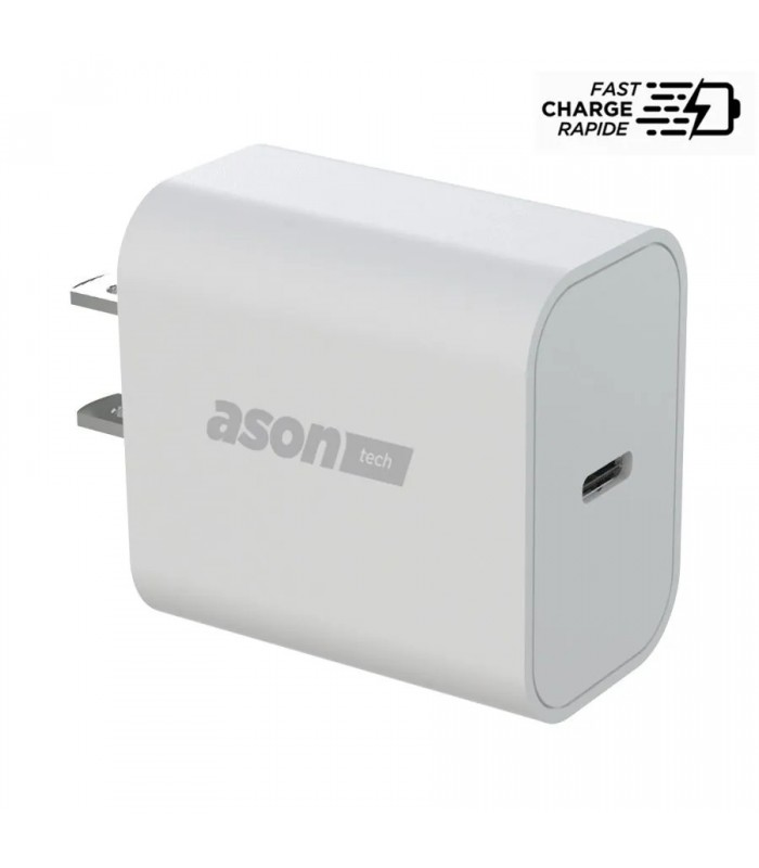 Ason Tech Chargeur mural USB-C à charge rapide - 20 W PD - 5 V - 3 A - Blanc