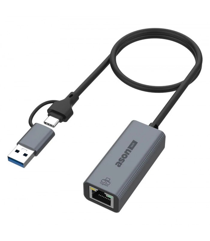 Ason Tech Adaptateur USB-C/USB-A 3.0 vers Ethernet - 1 Gbps - 50 cm
