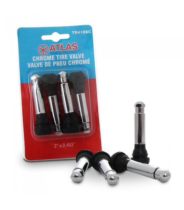 Atlas Chrome Tire Valves 2 in. X 0.453 in. - Pack of 4