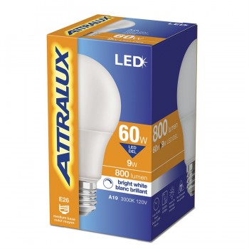 Attralux Bulb A19 LED Non-Dimmable E26 Base 9W Bright White