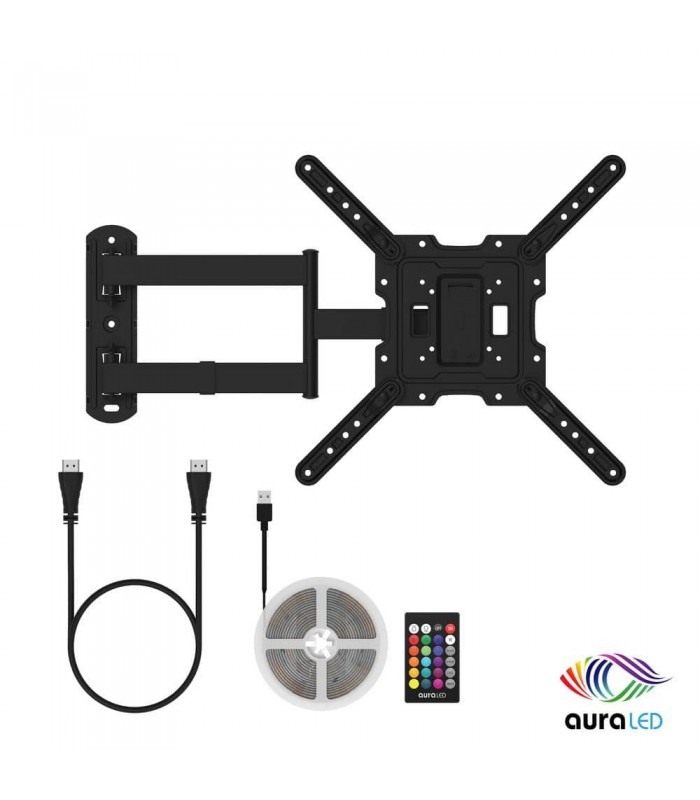 AuraLED ColorHome TV Wall Mount with LED Multi Color Strip & HDMI Cable