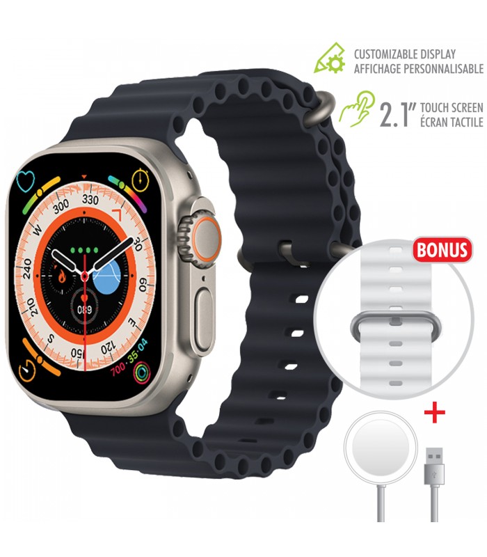 Boost Montre intelligente multifonction à écran tactile de chargement sans fil de 2,1 pouces