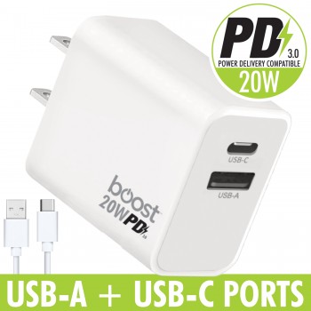 BOOST 20w Power delivery chargeur rapide USB-C et USB-A