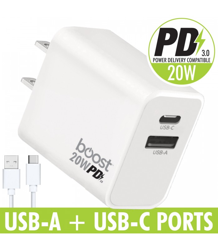 BOOST 20w Power delivery chargeur rapide USB-C et USB-A