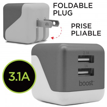 Boost 3.1 A 2-port foldable usb charger