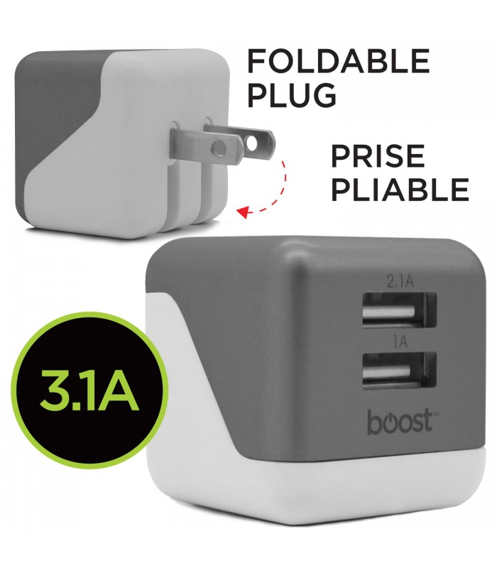 Boost 3.1 A 2-port foldable usb charger