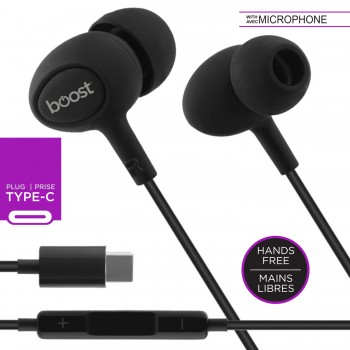 Boost Hands-free Earphones with Type-C plug, Black