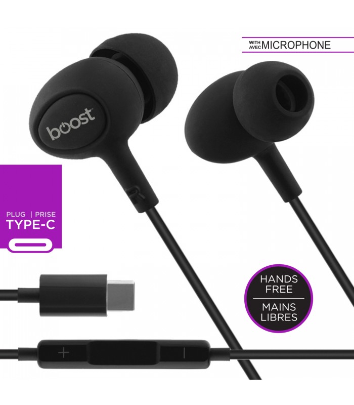 Boost Hands-free Earphones with Type-C plug, Black