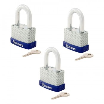 Ensemble de 3 cadenas en acier laminé BRINKS à clés identiques - 50 mm