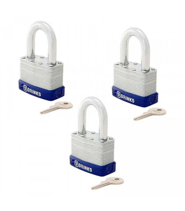 Ensemble de 3 cadenas en acier laminé BRINKS à clés identiques - 50 mm