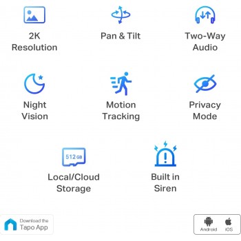 TP-Link Tapo Caméra de sécurité intérieure WiFi 2K Pan/Tilt pour bébé et animal domestique avec suivi de mouvement à 360°
