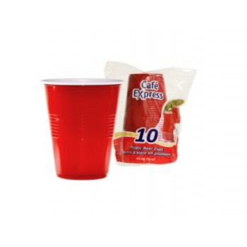 Cafe Express Verres en plastique pour bière - Rouge/Blanc - Paquet de 10