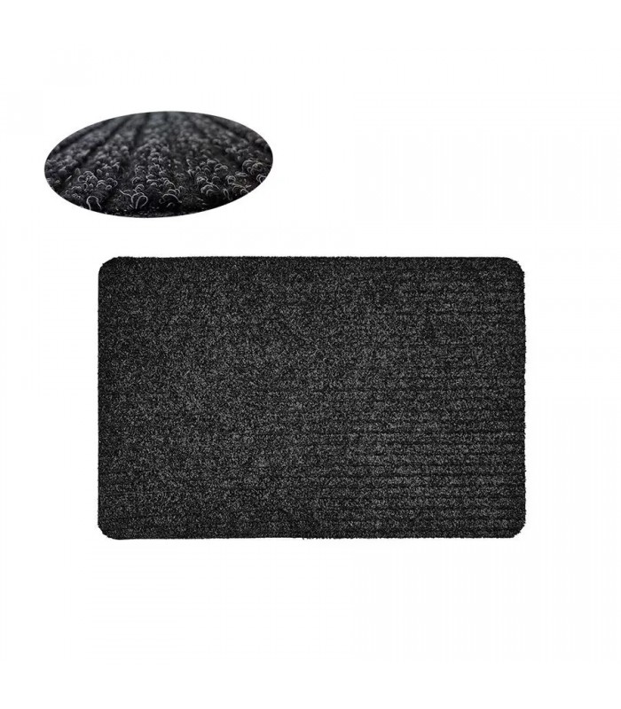 Tapis côtelé en charbon pour intérieur/extérieur - 18 x 27 pouces