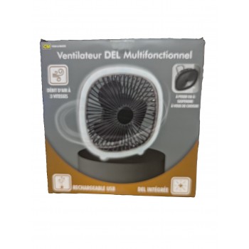 CM Homeware Ventilateur multifonctionnel rechargeable à LED 3 vitesses