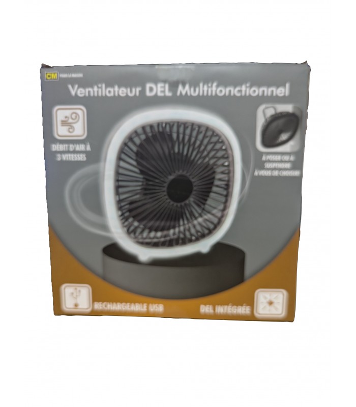 CM Homeware Ventilateur multifonctionnel rechargeable à LED 3 vitesses