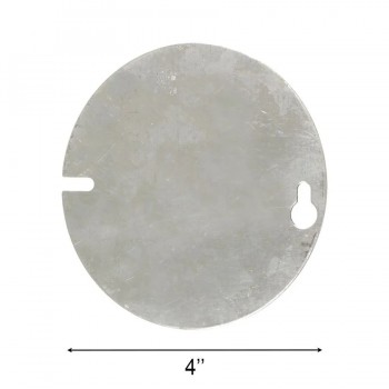 Couvercle plat en acier pour boîte électrique ronde - 4 po.