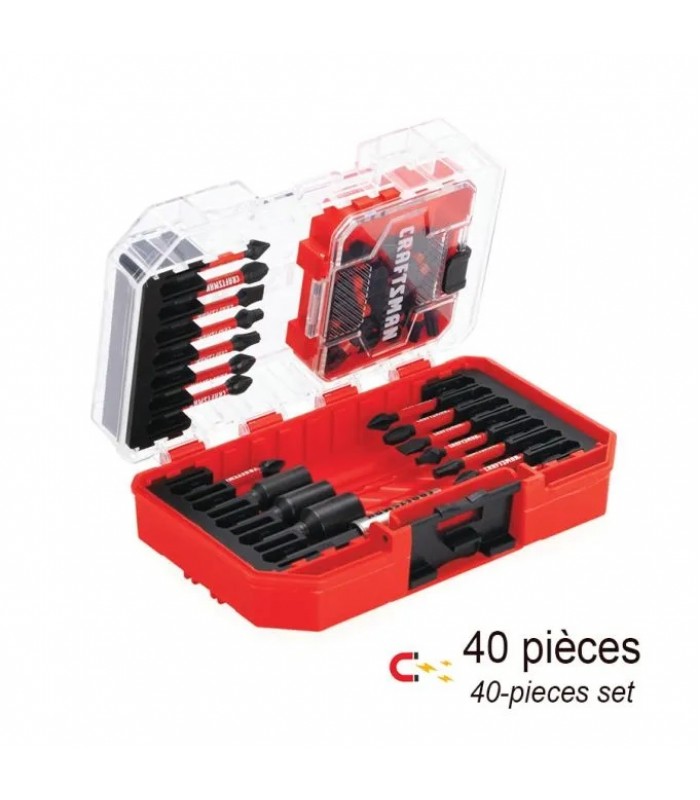 Craftsman Assortiment d′embouts pour visseuse avec tourne-écrous et porte-embout magnétique - 40 pièces