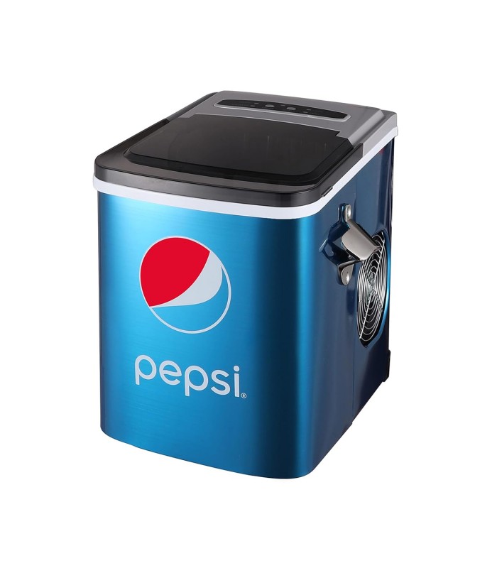 Curtis Pepsi Machine à glaçons en acier inoxydable de 12 kg avec ouvre-bouteille intégré - Bleu