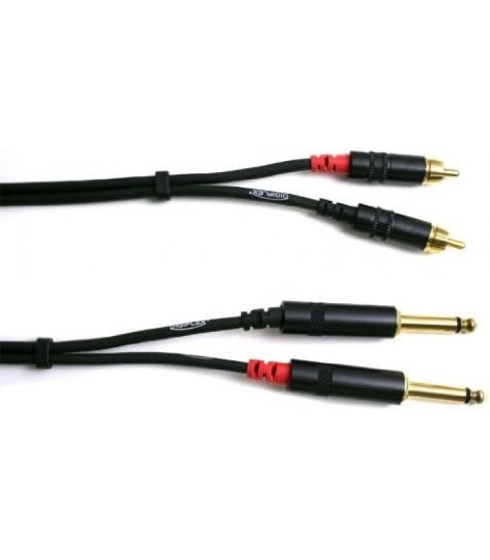 Digiflex HE-2R/2P-10 Pro Dual Adapter Cable  RCA to 1/4 in. - 10 ft.