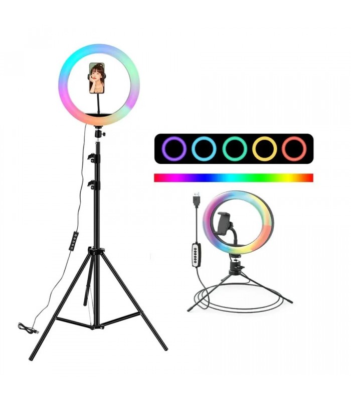 Digipower Adjustable Phone Tripod with 10-Inch Multicolor Ring Light