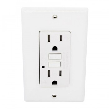 Prise DDFT double avec disjoncteur - Intérieur - 125V - 15A - Blanc