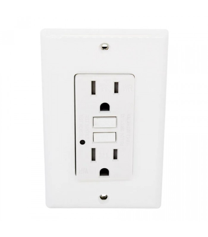 Prise DDFT double avec disjoncteur - Intérieur - 125V - 15A - Blanc