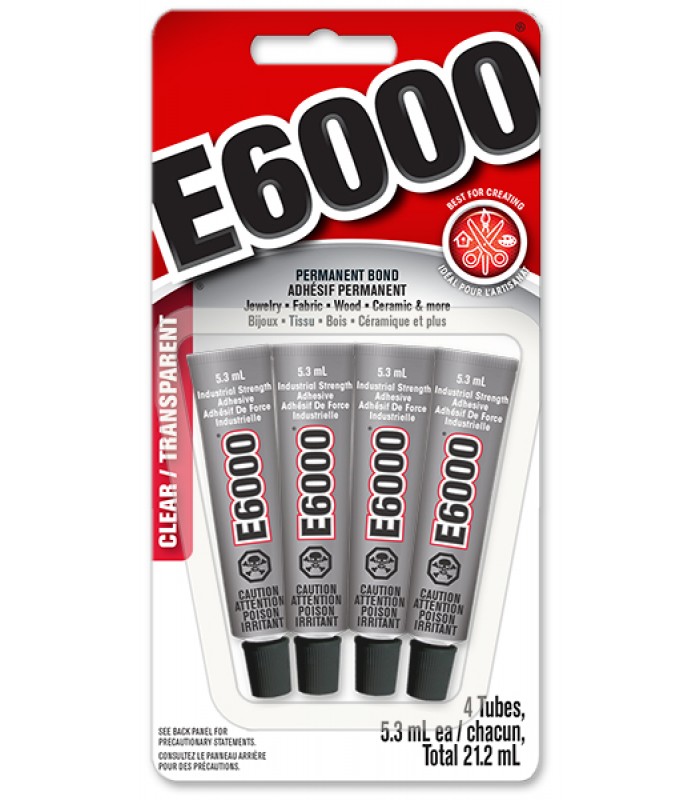 E6000® Adhésif pour travaux manuels de qualité industrielle 5,3 ml - Paquet de 4