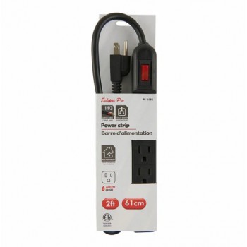 Eclipse Pro Barre D'alimentation à 6 Prises , Cordon de 2 pi. - Noir