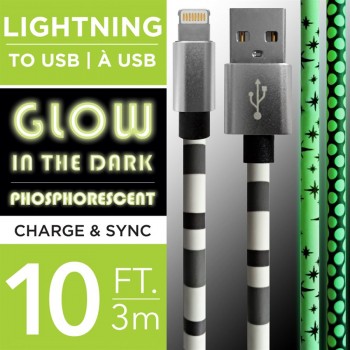 eLink Câble Lightning à USB Robuste – 3m Brille dans l’obscurité