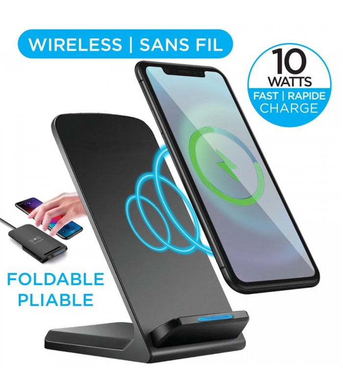 eLink 10W Fast Ultra-Thin Foldable Wireless Charger - Black