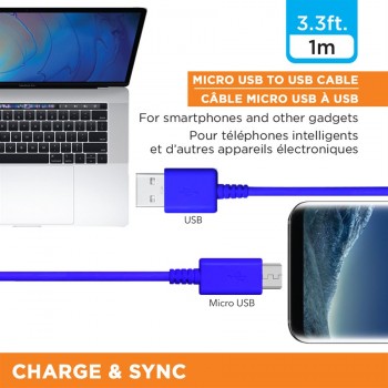 eLink 3.3ft USB to Micro Cable, Blue