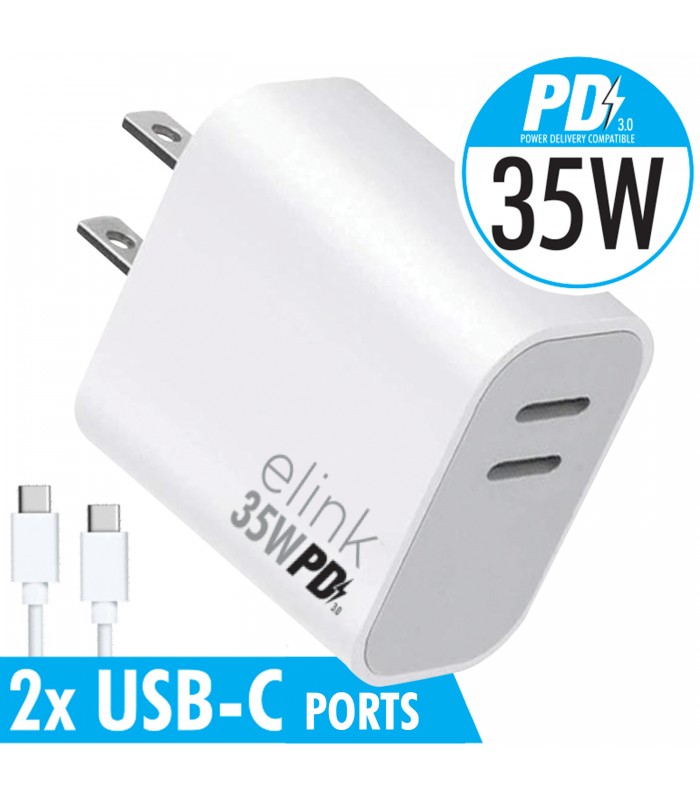 eLink 35W Dual-port USB-C Power Delivery fast wall charger