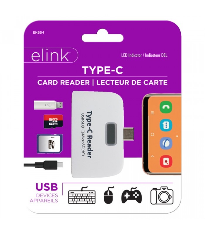 eLink Adaptateur de lecteur de cartes OTG 4 en 1 USB 3.1 Type-C
