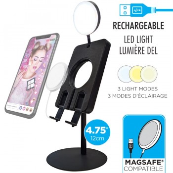 eLink Adjustable phone stand with rechargeable LED light