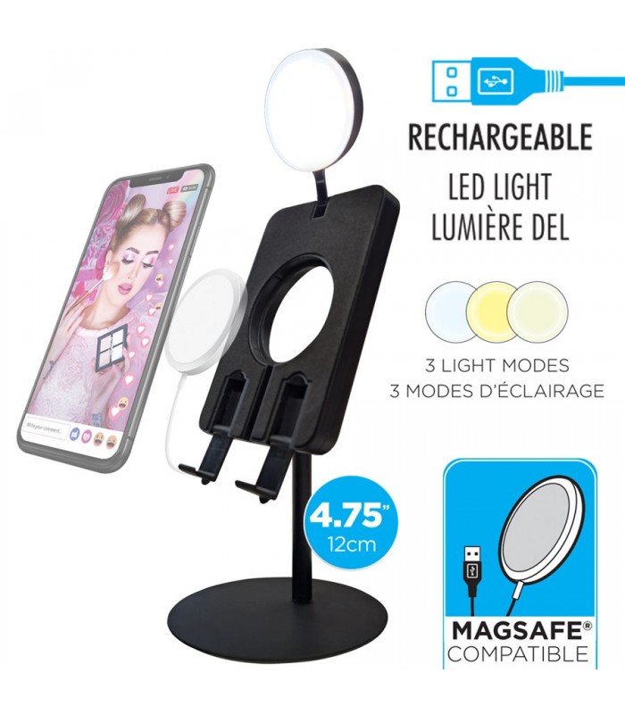 eLink Adjustable phone stand with rechargeable LED light