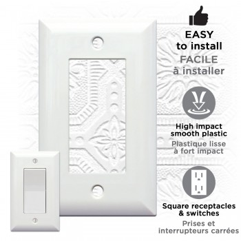 eLink Plaque murale décorative pour prise électrique ou interrupteur - Blanc.