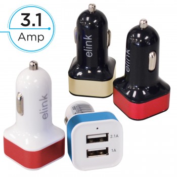 eLink Dual USB Car charger; 2.1A+1A